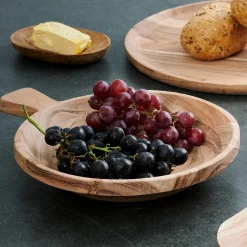 Clearance CASA Acacia Chic Piatto Fondo Con Manico Naturale
