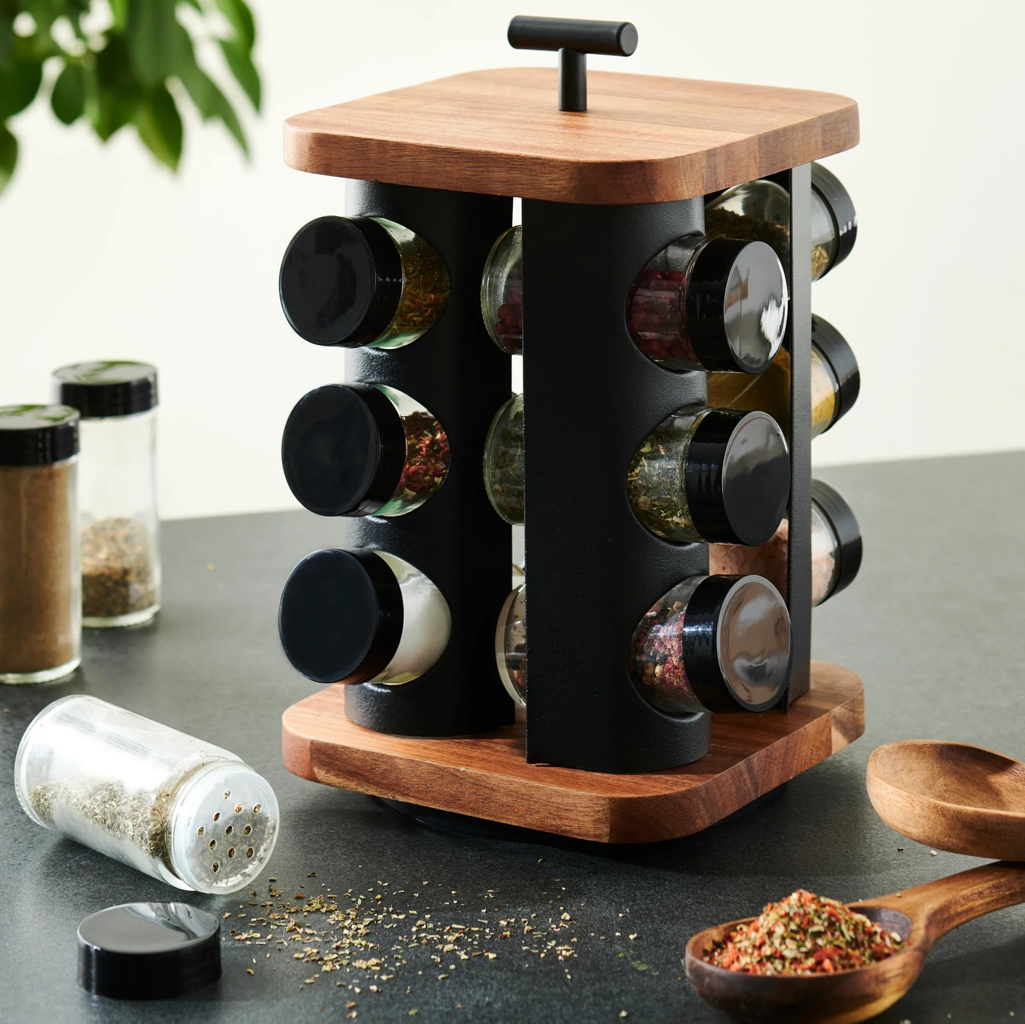 Sale CASA Acacia Lux Portaspezie Nero, Naturale