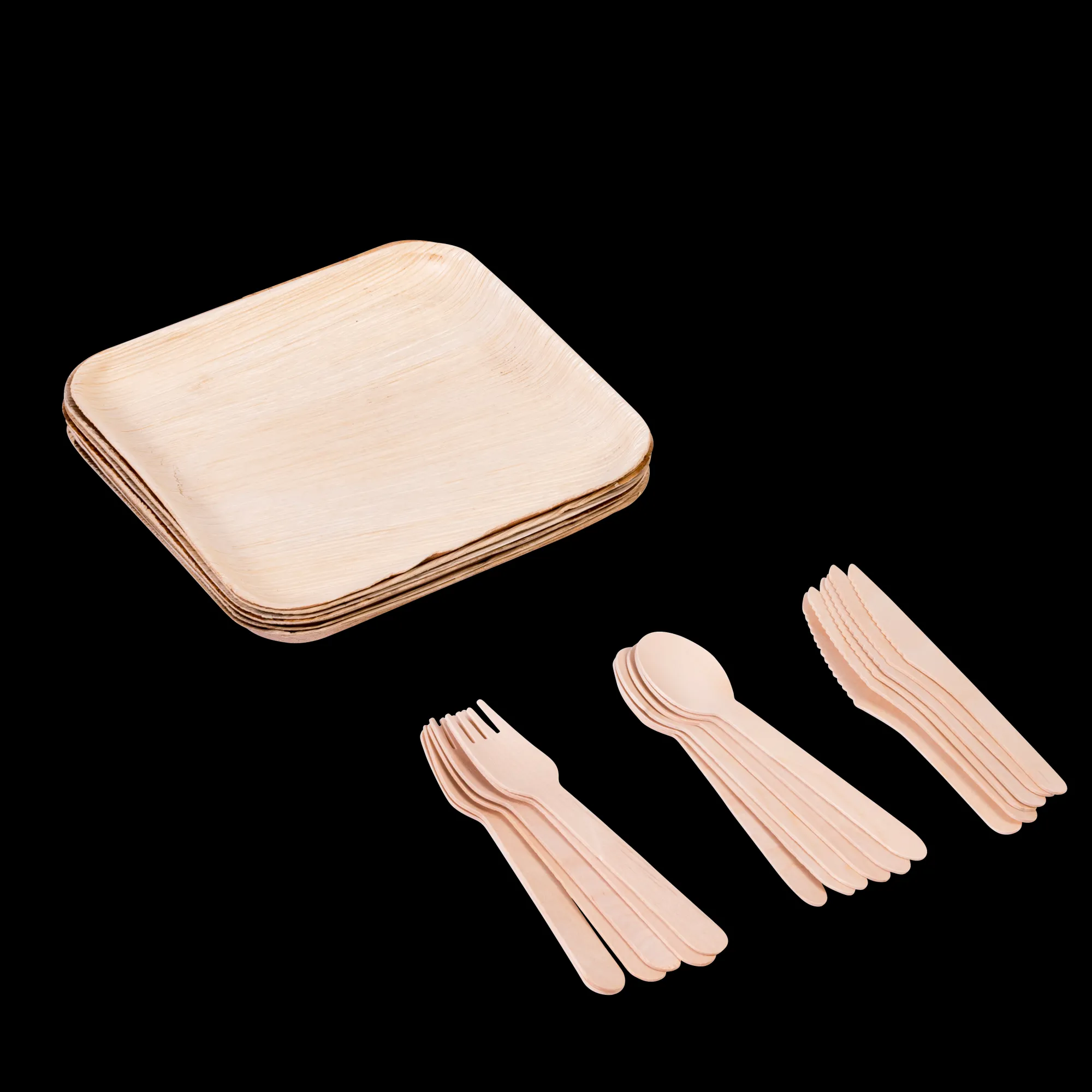Outlet CASA Areca Leaf Set Di Piatti 6 Pz Con Posate Naturale