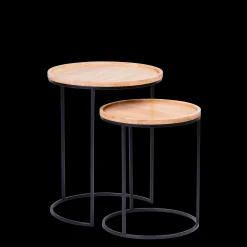 Outlet CASA Gom Tavolini Set Di 2 Nero, Naturale