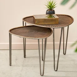 Outlet CASA Ovo Tavolini Set Da 2 38X38X35Cm/46.5X46.5X41Cm Argentato, Rame