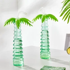 Outlet CASA Palmtree Bicchiere Con Cannuccia Verde