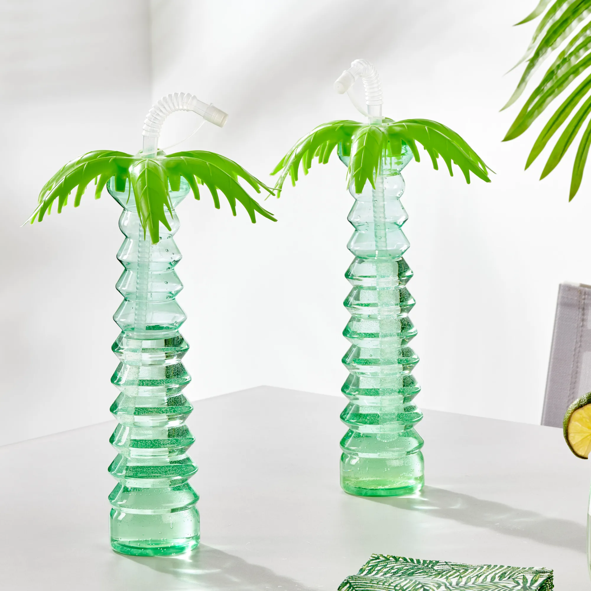 Outlet CASA Palmtree Bicchiere Con Cannuccia Verde