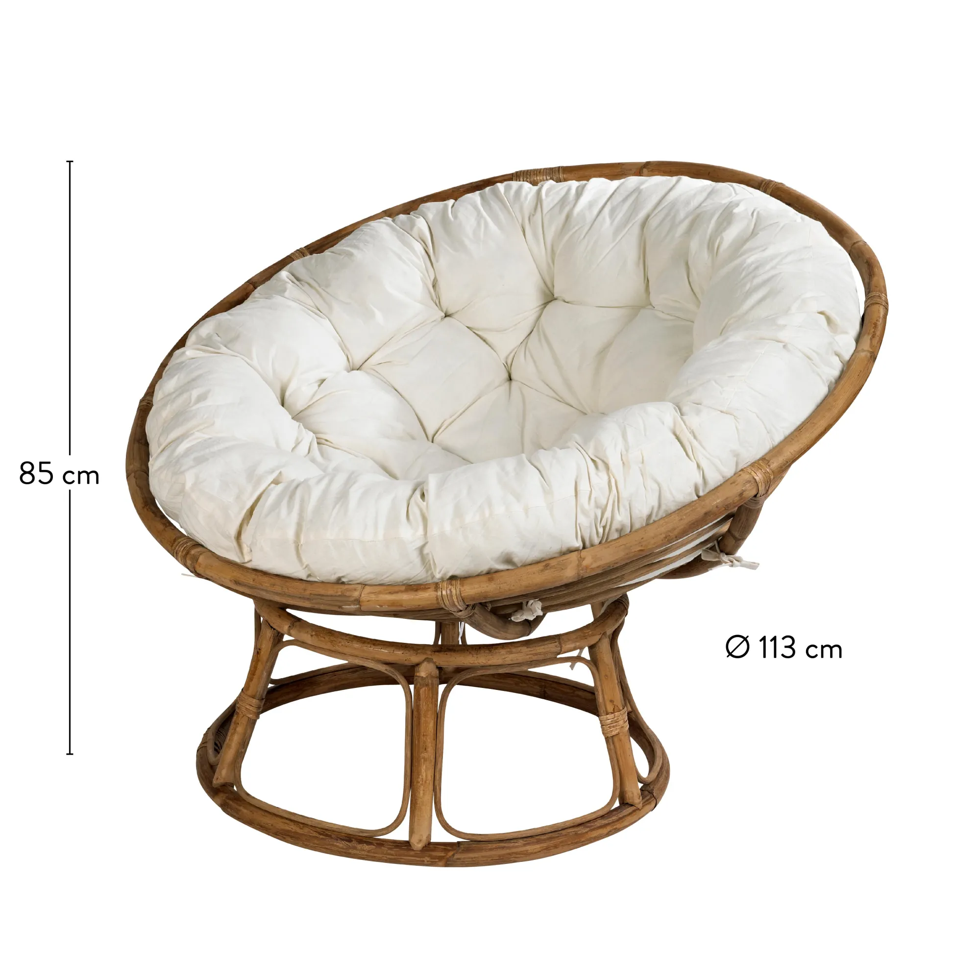 Best CASA Papasan Sedia Lounge Naturale, Bianco Antico