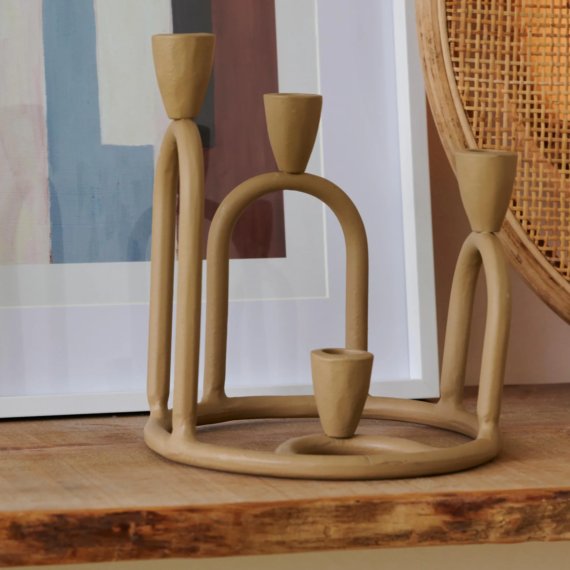 Clearance CASA Rings Candeliere Per 4 Candele Marrone Chiaro