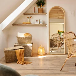 Best CASA Rubberwood Specchio Naturale