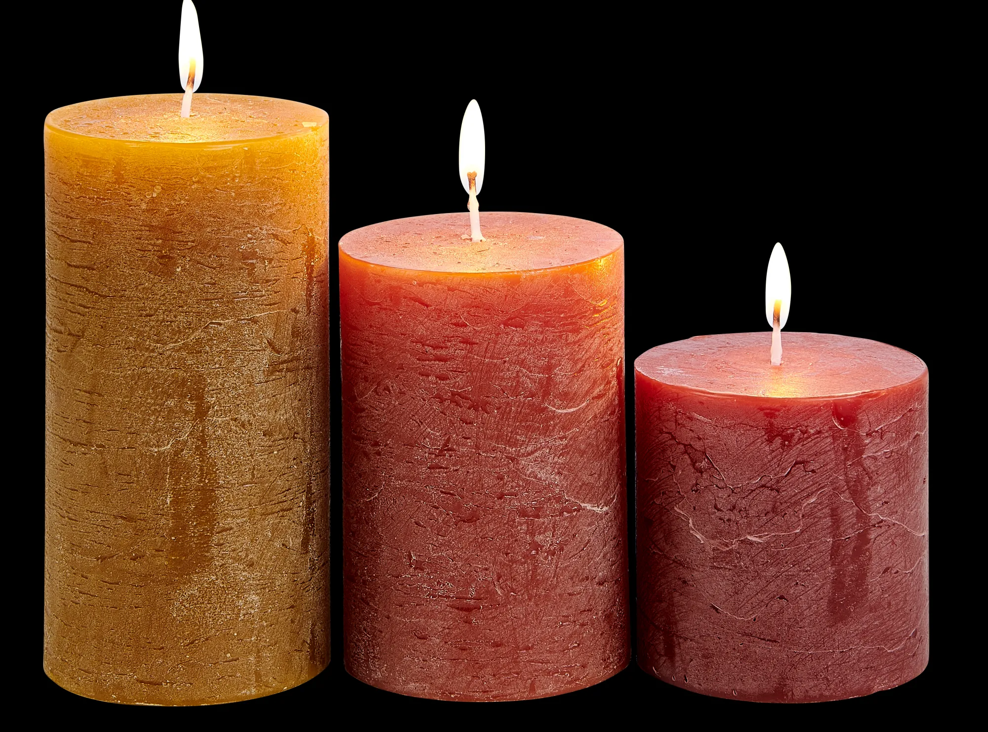 Sale CASA Rustic Candele Set Di 3 Marrone, Rosso, Verde