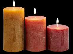 CASA Rustic Candele Set Di 3 Verde, Crema, Viola Chiaro