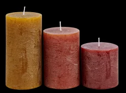 CASA Rustic Candele Set Di 3 Verde, Crema, Viola Chiaro