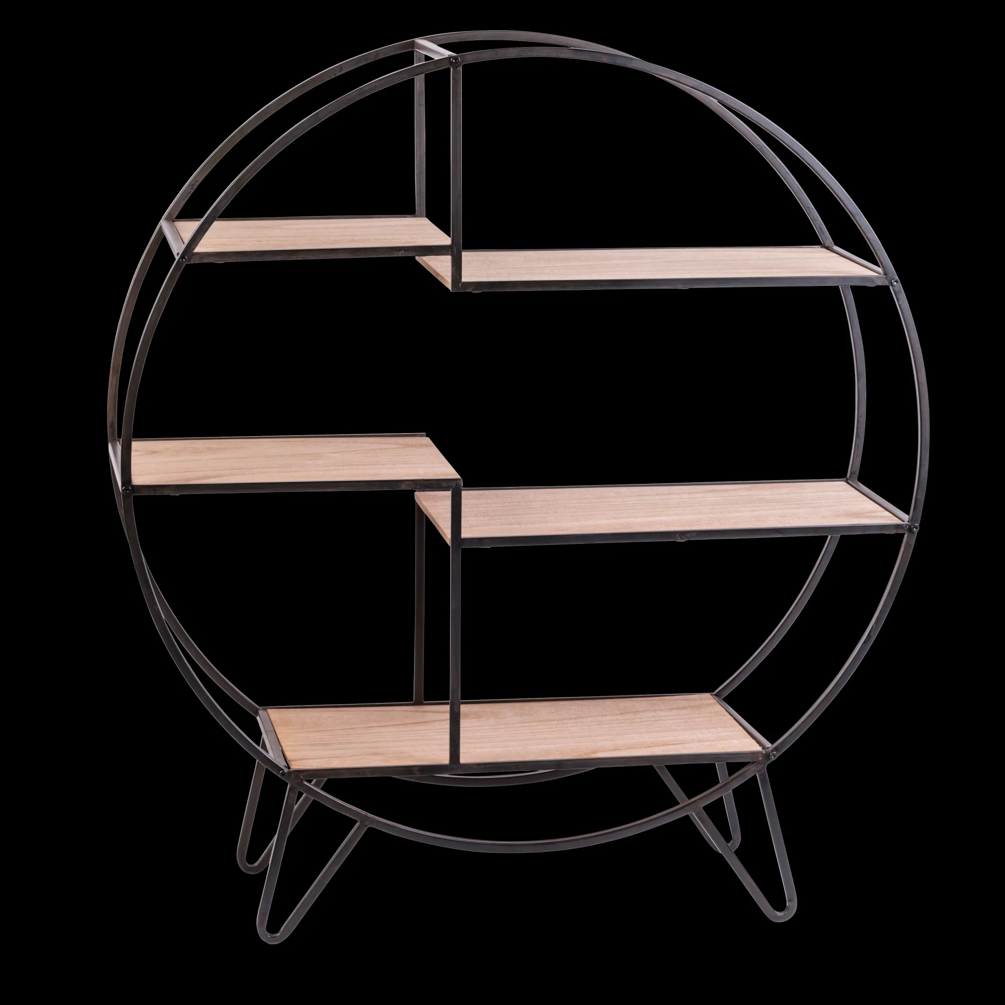 Best CASA Sirkel Scaffale Da Parete Nero, Naturale