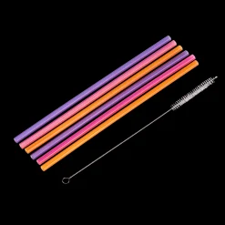 Discount CASA Slurp Set Di 6 Cannucce Riutilizzabili Mix Di 3 Colori Arancione, Viola, Rosa