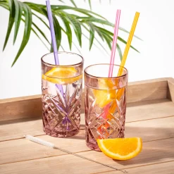 Discount CASA Slurp Set Di 6 Cannucce Riutilizzabili Mix Di 3 Colori Arancione, Viola, Rosa