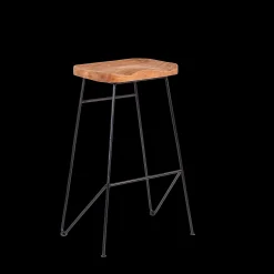 Sale CASA Teak Sgabello Da Bar Nero, Naturale