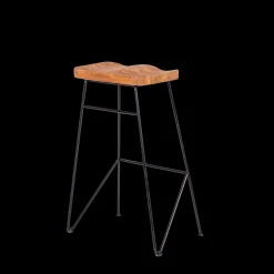 Sale CASA Teak Sgabello Da Bar Nero, Naturale