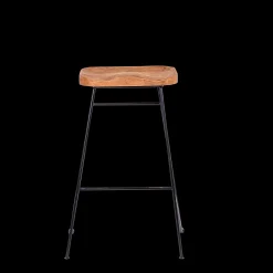 Sale CASA Teak Sgabello Da Bar Nero, Naturale