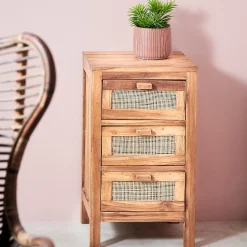 Outlet CASA Teck Armadio A 3 Cassetti Naturale
